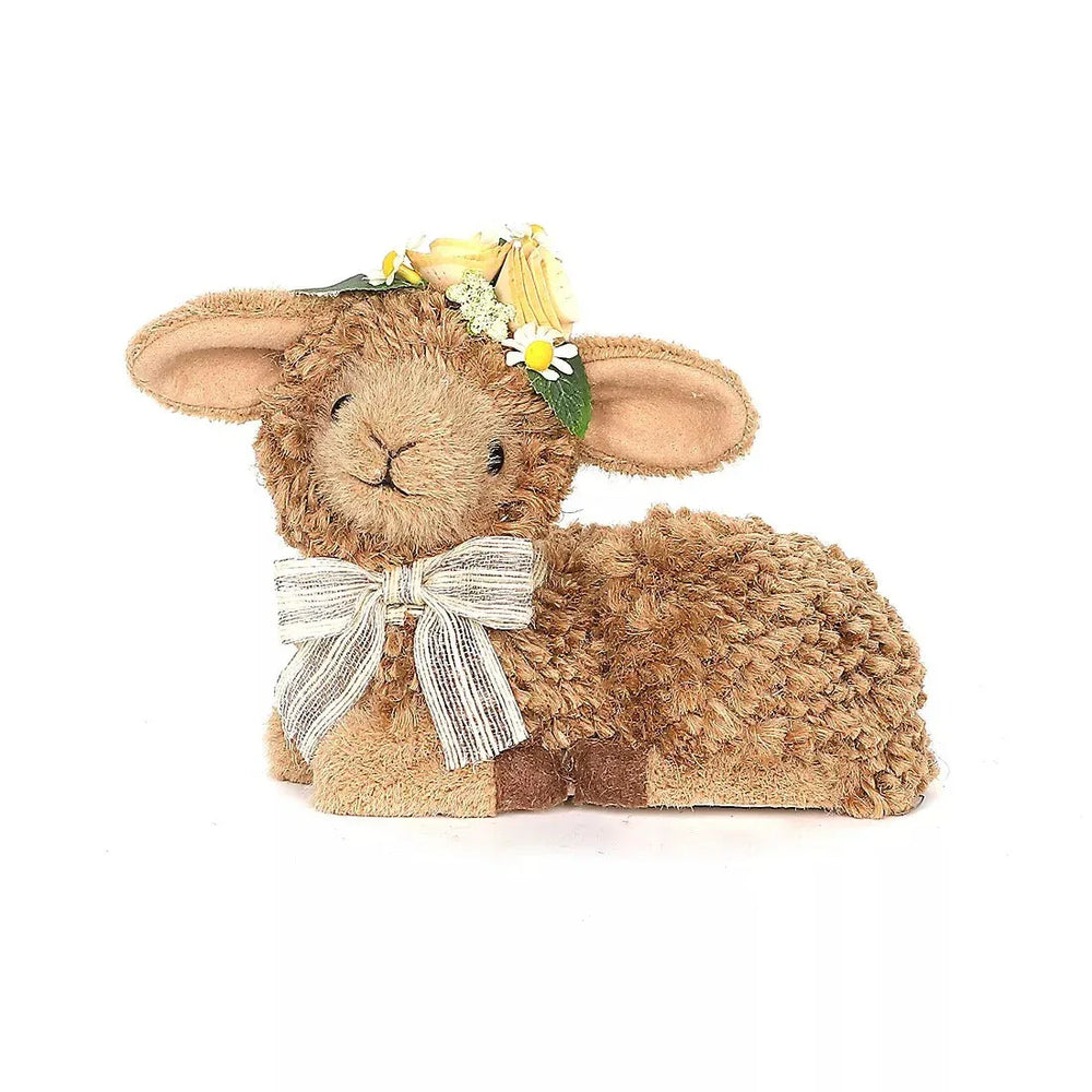 Sheep With Wood Rose Accents Set of 2 - USA MEGA SHOP