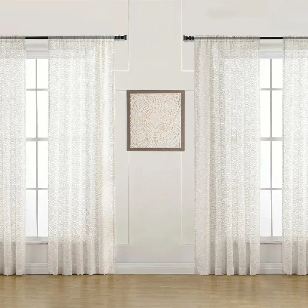 Sheer Linen Blend Curtains, Set of 4 Panels