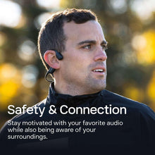 Open-ear wireless headphones on ear with dark ear hook and ear speaker module