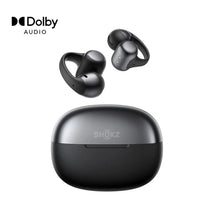 Open-ear true wireless earbuds with dark charging case, molded earbuds with nubs