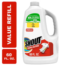 Laundry stain remover refill bottle, 60 fl oz, Shout Triple Acting front label