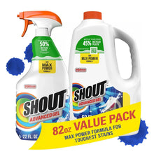Shout Advanced Gel stain remover trigger spray and refill bottles, white with orange caps