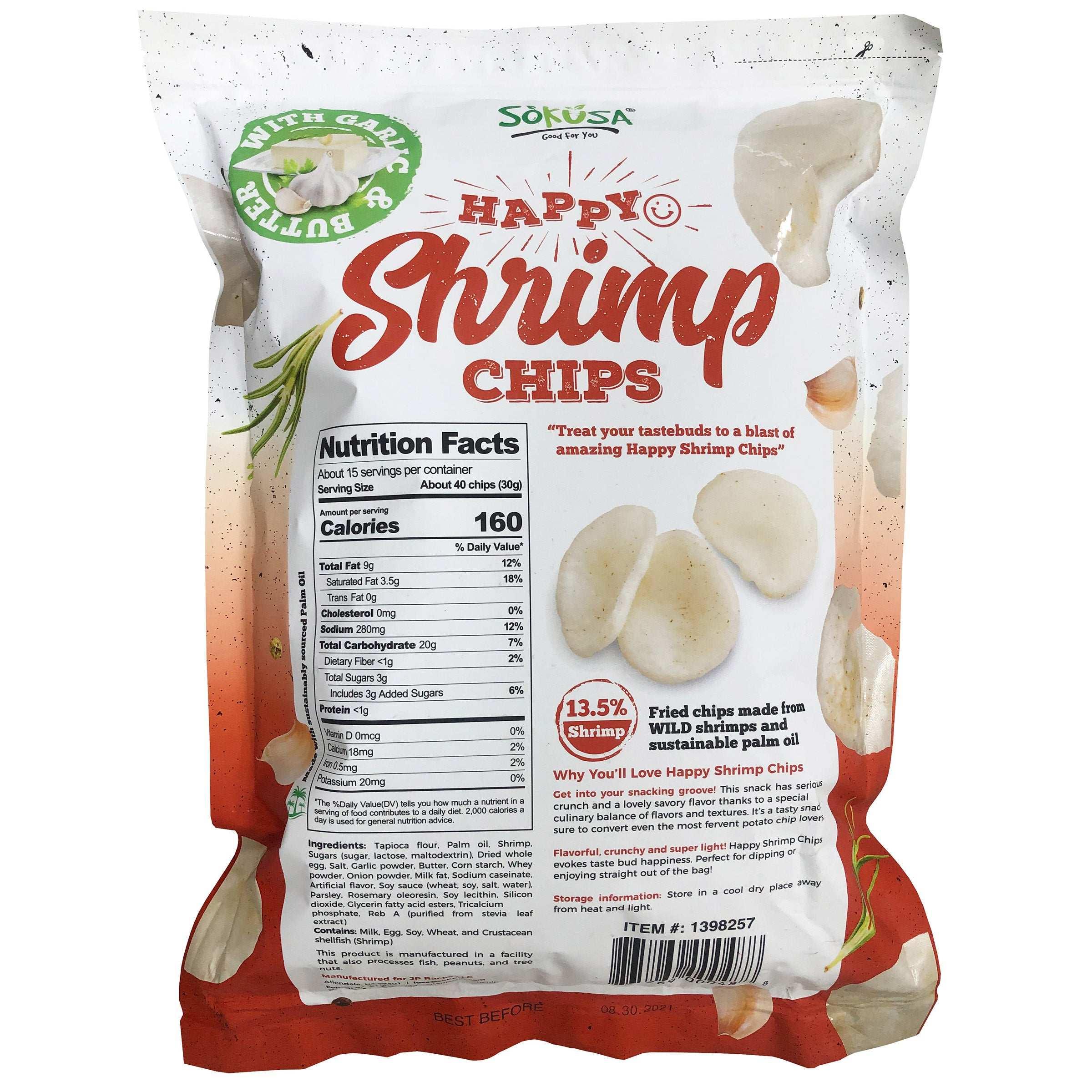 Shrimp Chips with Garlic and Butter 16 oz 2-pack - USA MEGA SHOP