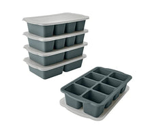 Gray freezer trays with lids, stackable molds with 4 compartments