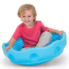 Blue wobble disk and climbing dome play tray with molded handholds