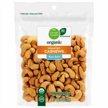 Organic roasted cashews with sea salt in resealable bag
