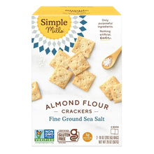 Almond flour sea salt crackers box with tan square crackers