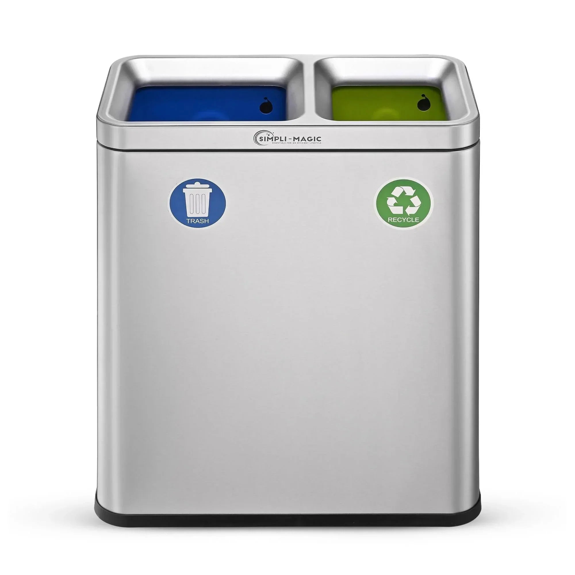 Simpli-Magic 18.5 Gallon (40L x 30L) Dual Compartment Step Trash Can – Kitchen Garbage Can with Waste & Recycling Bins – Slow-Close Lid, Odor Control, Hands-Free