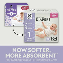 Premium baby diaper twin pack, size 1, 164 diapers shown on boxes