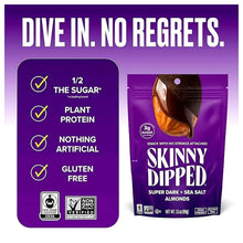 SkinnyDipped super dark sea-salt almond snack bag, benefit panel