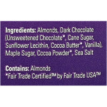 Ingredients panel for super dark sea-salt almond snack bag