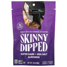 SkinnyDipped super dark sea-salt almond snack bag, front view