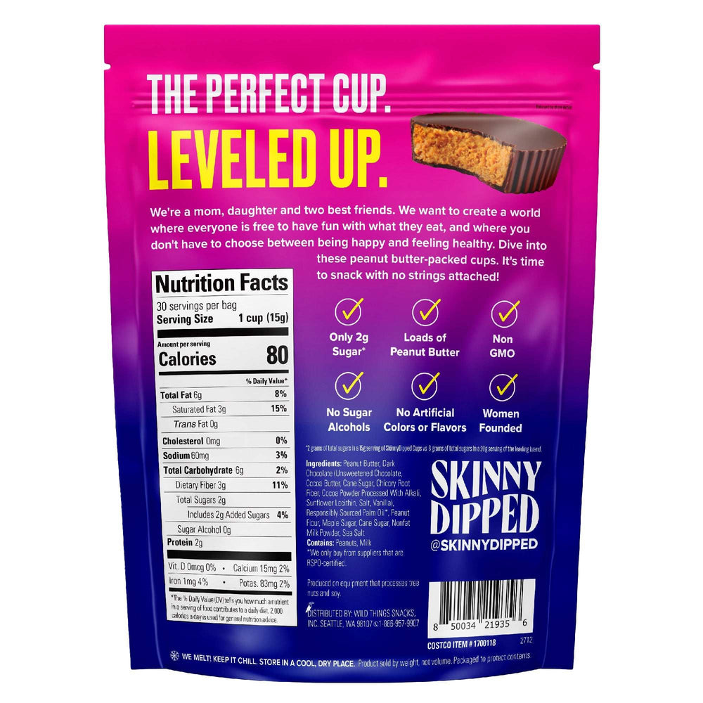 Skinny Dipped Cups, Dark Chocolate Peanut Butter, 30-count