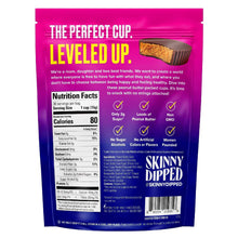 Dark chocolate peanut butter cups pouch back with nutrition facts and ingredients