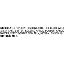 Popcorn bag ingredient list text including contains milk