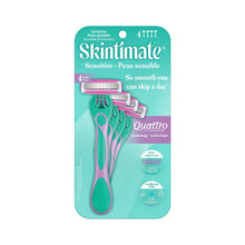 Skintimate Sensitive 4-blade disposable razor package with teal backing