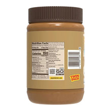 Creamy peanut butter jar with Nutrition Facts panel on the back