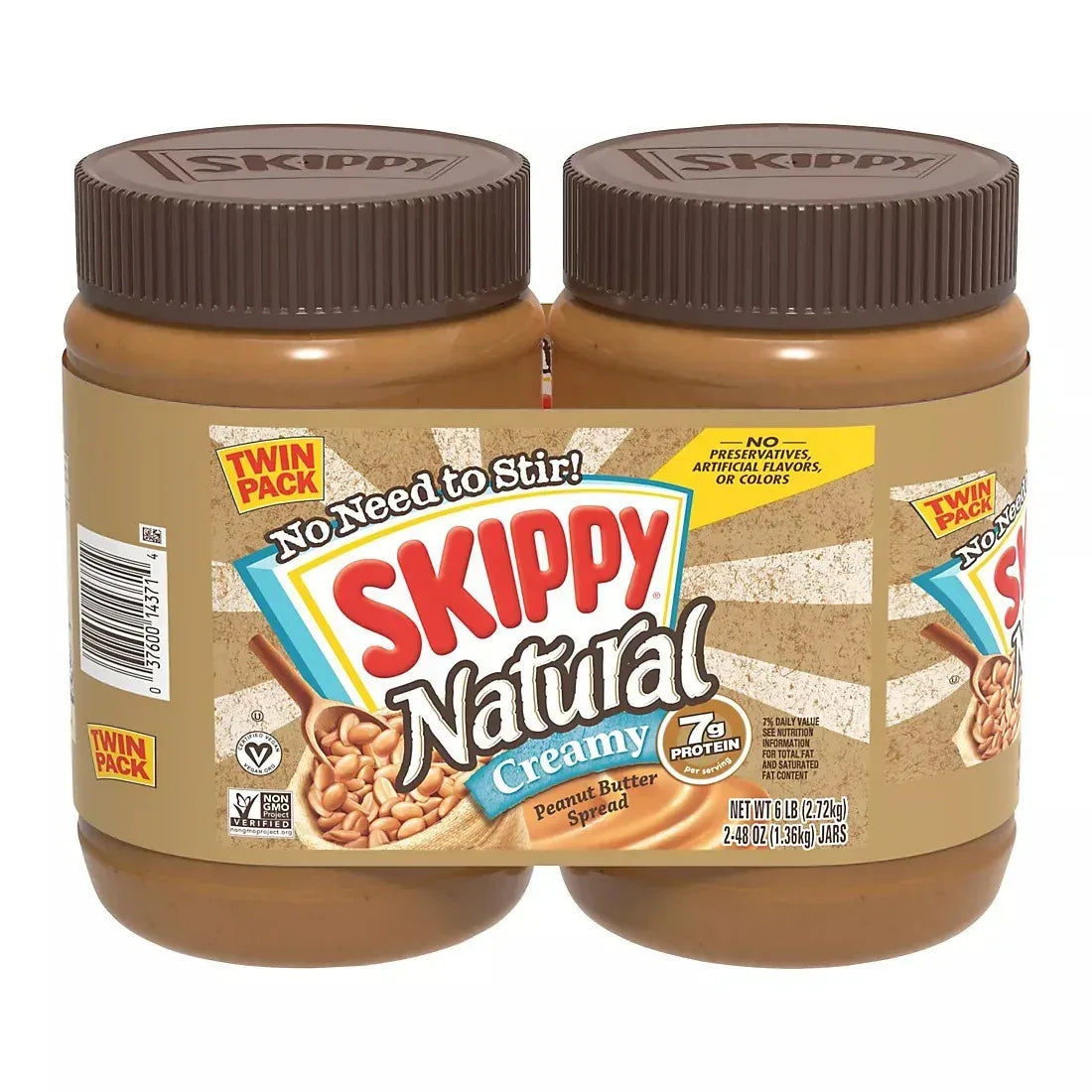 Skippy All Natural Peanut Butter, 2 pk./48 oz.
