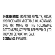 Extra crunchy chunky peanut butter ingredients panel, contains peanuts