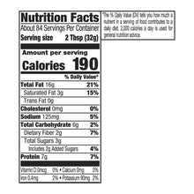 Extra crunchy chunky peanut butter nutrition facts label, calories 190