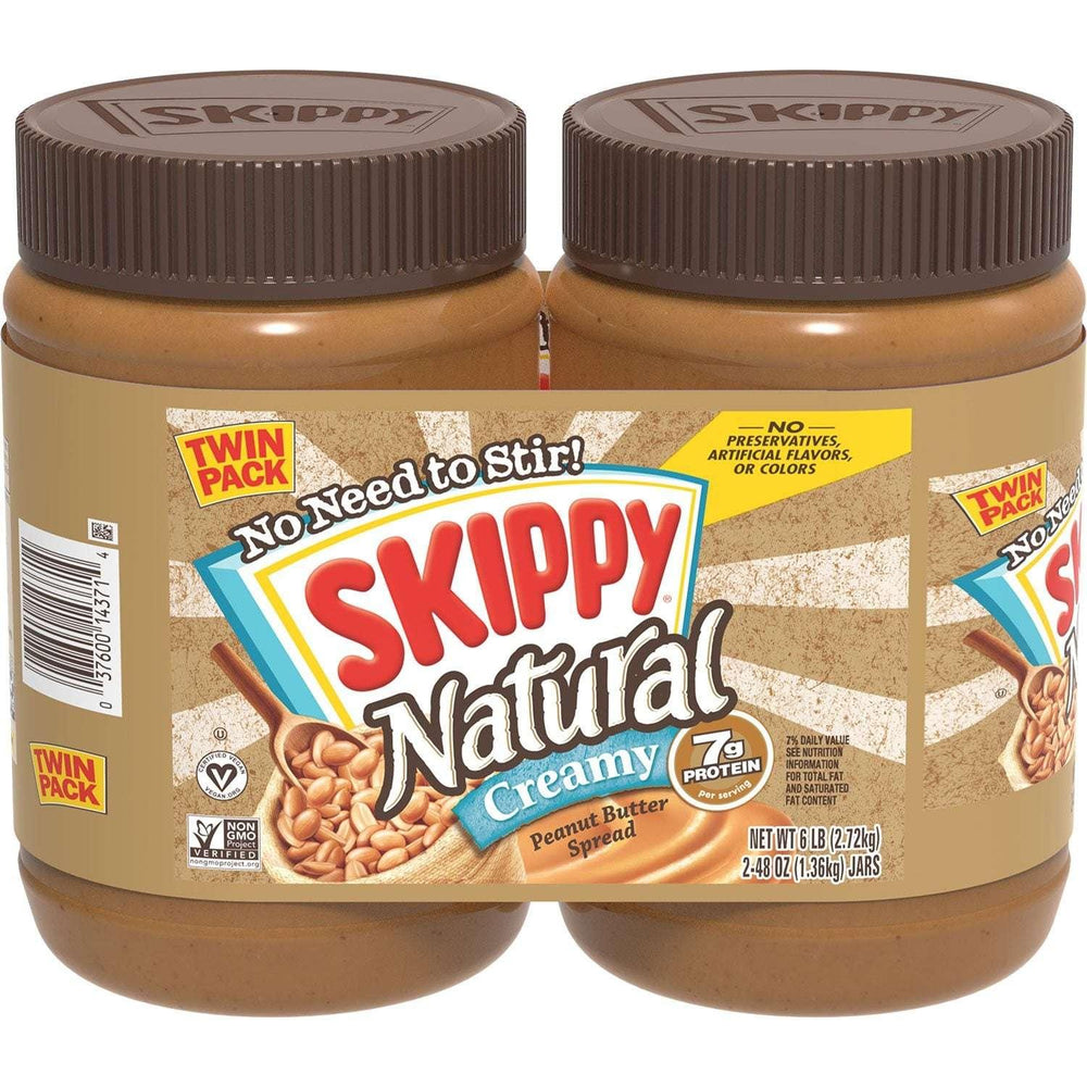 Skippy Natural Creamy Peanut Butter Spread, 48 oz., 2 pk. - USA MEGA SHOP