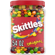 Fruit-flavored candy jar with red Original label and mixed colorful candies