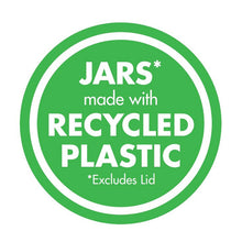 Recycling label: JARS made with RECYCLED PLASTIC, excludes lid symbol