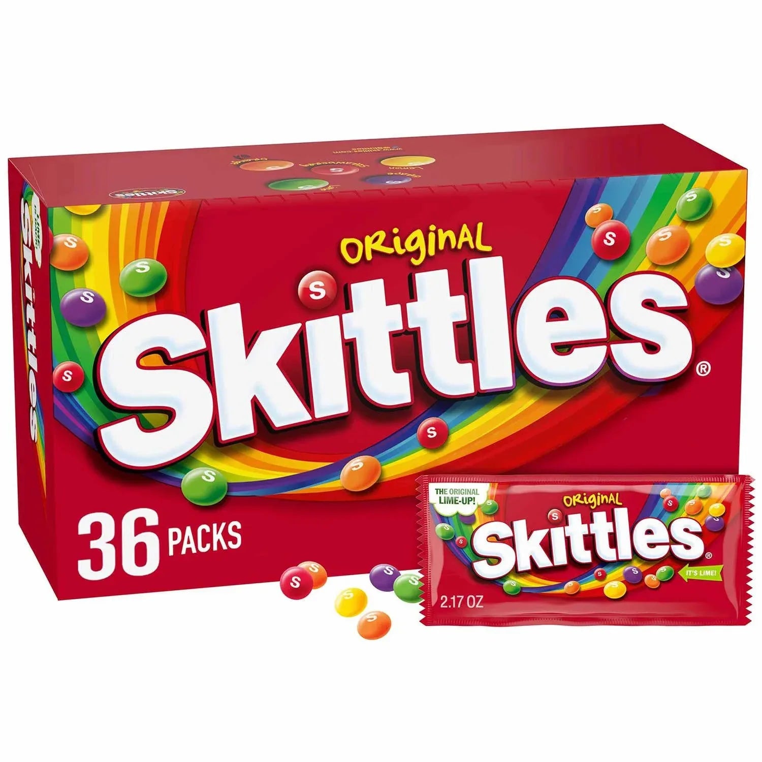 Skittles Original Fruity Chewy Candy, Full Size, 2.17 oz., 36 pk. - USA MEGA SHOP