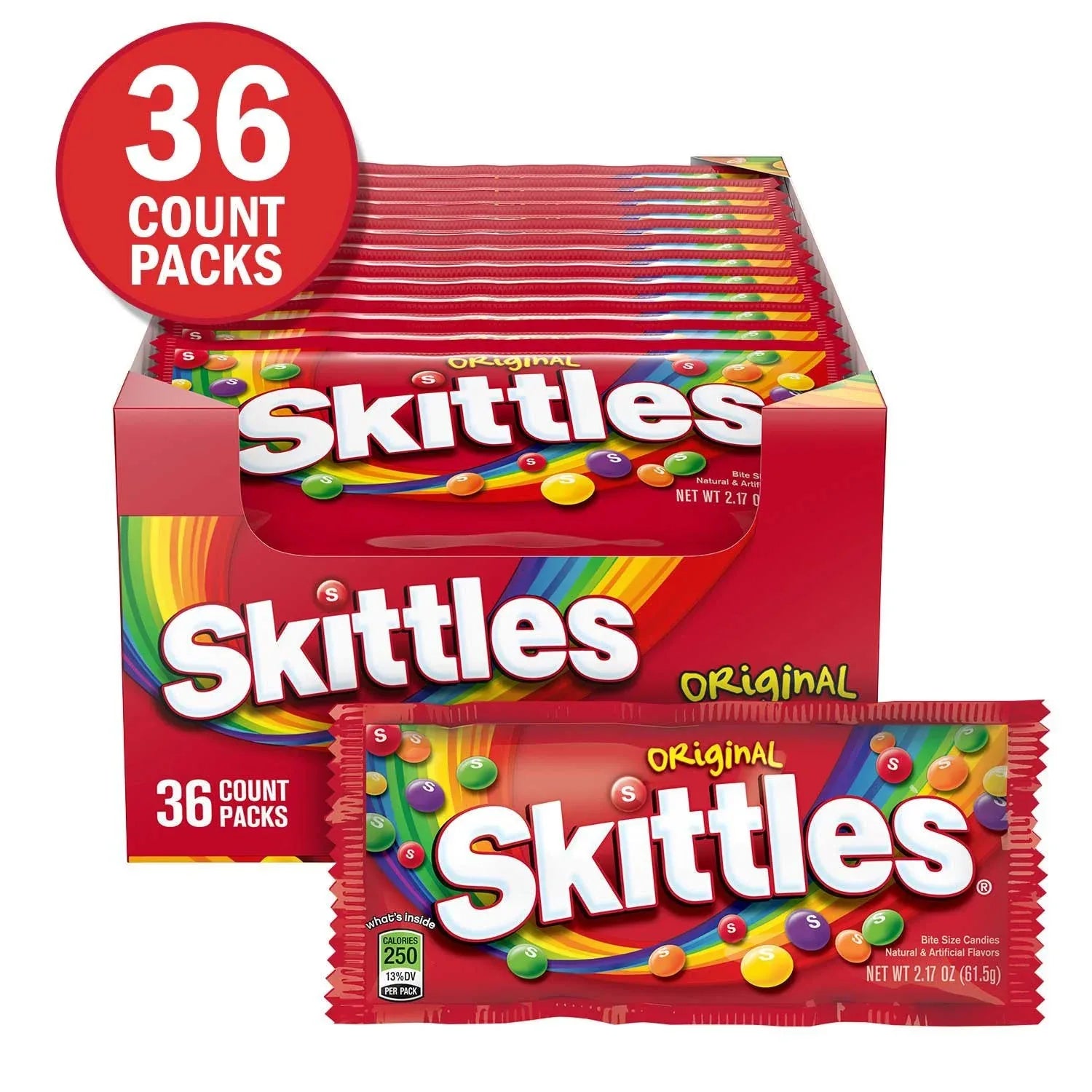 Skittles Original Fruity Chewy Candy, Full Size, 2.17 oz., 36 pk. - USA MEGA SHOP