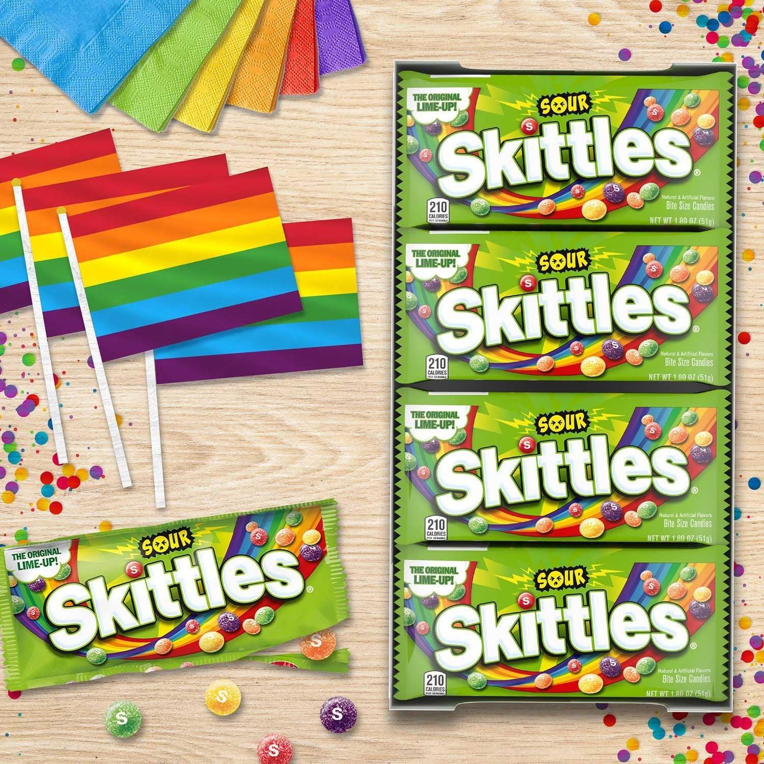 Skittles Sour Fruity Chewy Candy, Full Size, 1.8 oz., 24 pk. - USA MEGA SHOP