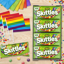 Skittles Sour candy multipack with several foil packs and loose candies