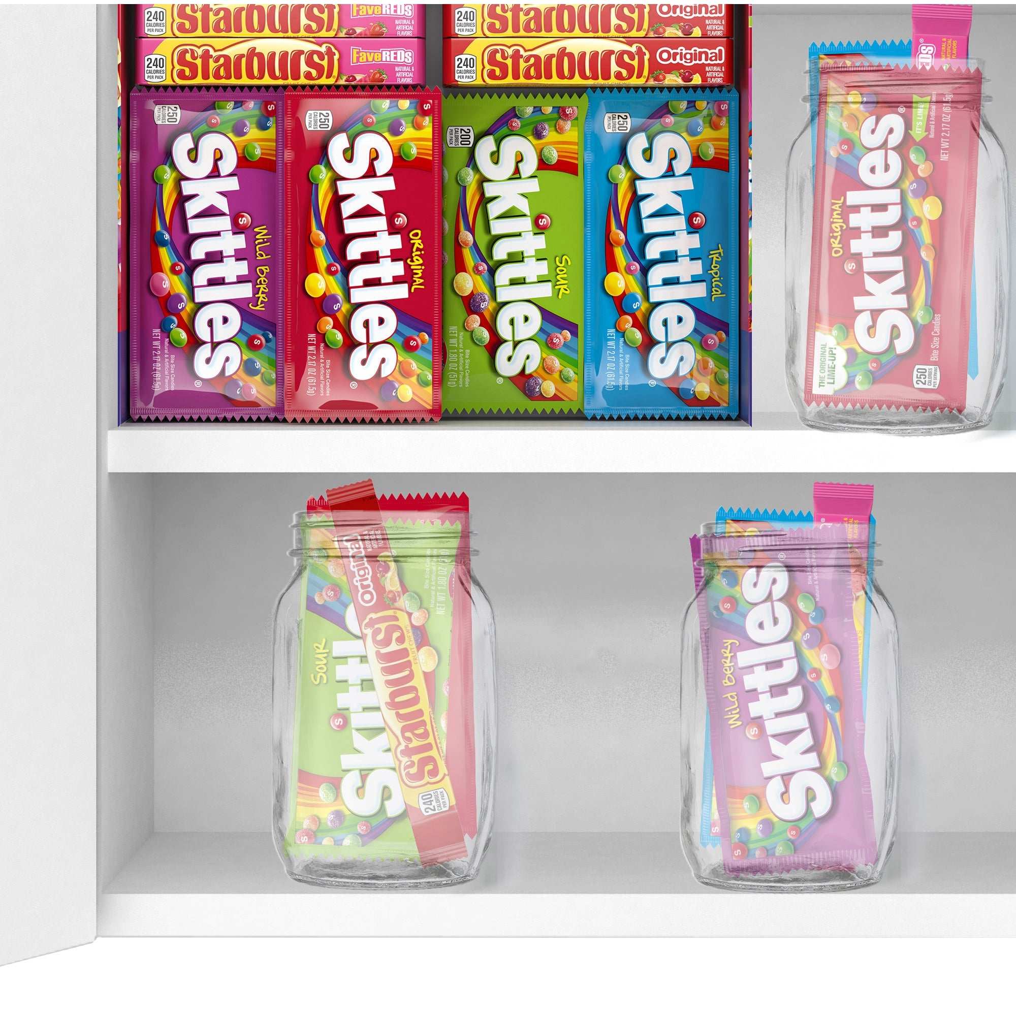 Skittles and Starburst Chewy Candy, Variety Pack, Full Size, 30-count