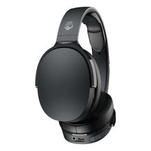 Over-ear wireless Bluetooth headphones with logo headband and cushioned earcups, dark
