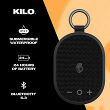Skullcandy mini waterproof speaker with textured grille, control icons, black
