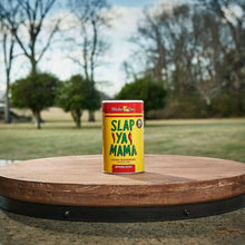 Slap Ya Mama Cajun seasoning can, red label on small metal container