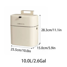 Slim 10L trash can dimensions: 28.3cm H, 25.5cm W, 15cm D, cream