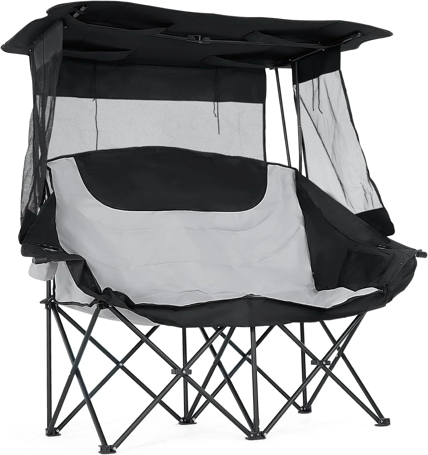 Slsy Double Camping Chair, Extra Padded Loveseat for 3 Prson Heavy Duty Folding Loveseat with Cup Holders for Camping, Fishing, or Hunting - USA MEGA SHOP