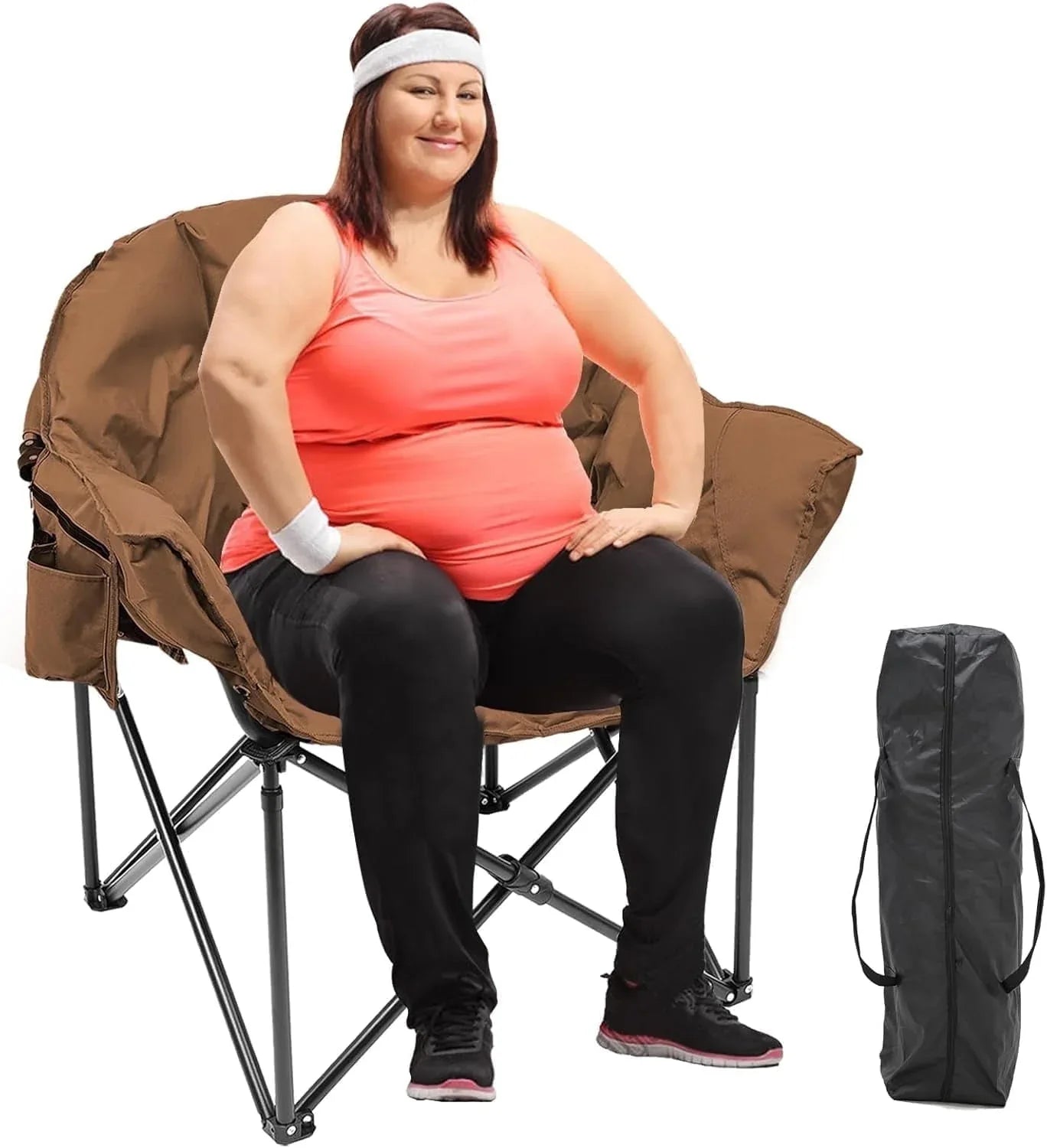 Slsy Double Camping Chair, Extra Padded Loveseat for 3 Prson Heavy Duty Folding Loveseat with Cup Holders for Camping, Fishing, or Hunting - USA MEGA SHOP