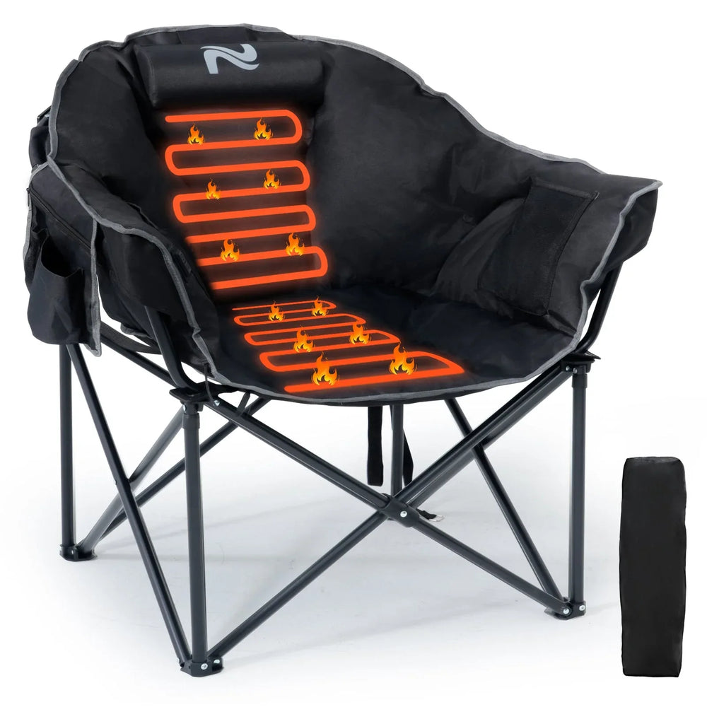 Slsy Double Camping Chair, Extra Padded Loveseat for 3 Prson Heavy Duty Folding Loveseat with Cup Holders for Camping, Fishing, or Hunting - USA MEGA SHOP