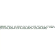 Buttery spread ingredients panel for Smart Balance original; vegetable oil blend and stabilizers