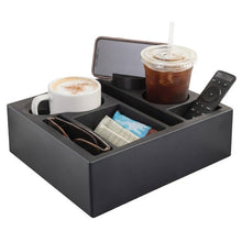 Black couch console organizer insert with cup holders and compartments