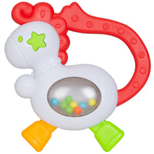 Red and white whale teether with star face and colored handle pieces