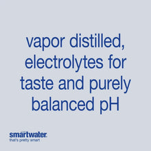 SmartWater vapor distilled water label with electrolytes and balanced pH text