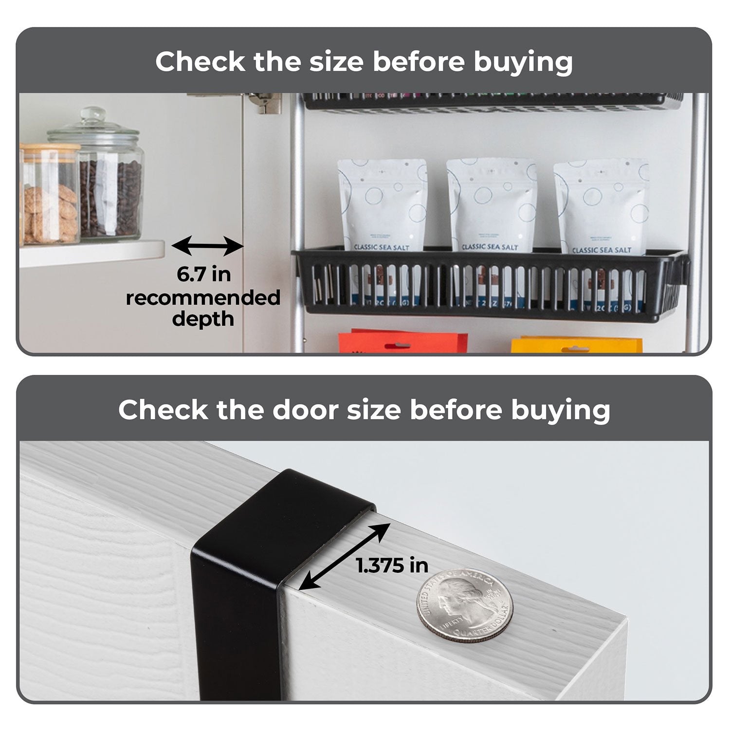 Smart Design 6-Tier Pantry Organizer with 6 Full Baskets, Choose Color