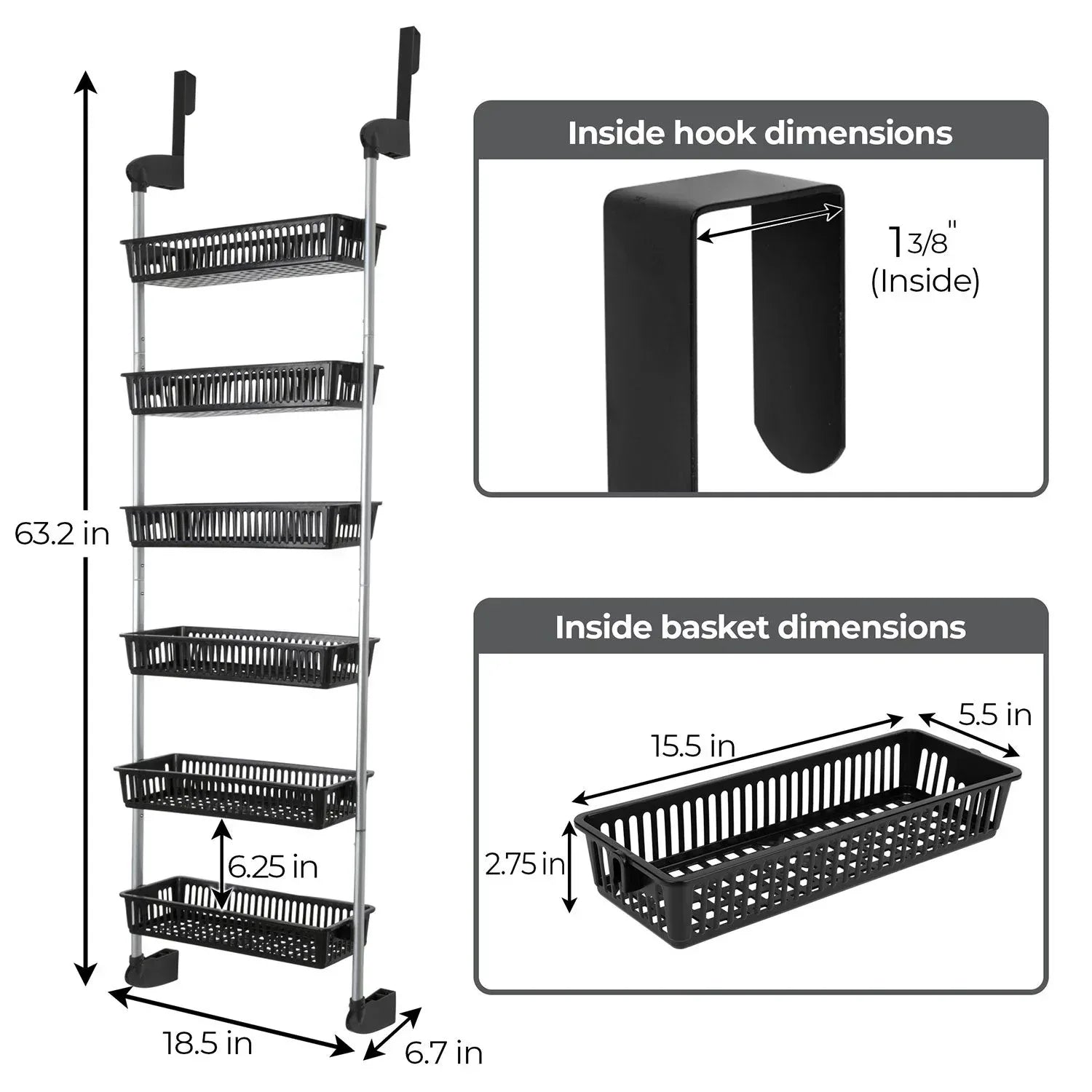 Smart Design 6-Tier Pantry Organizer with 6 Full Baskets, Choose Color