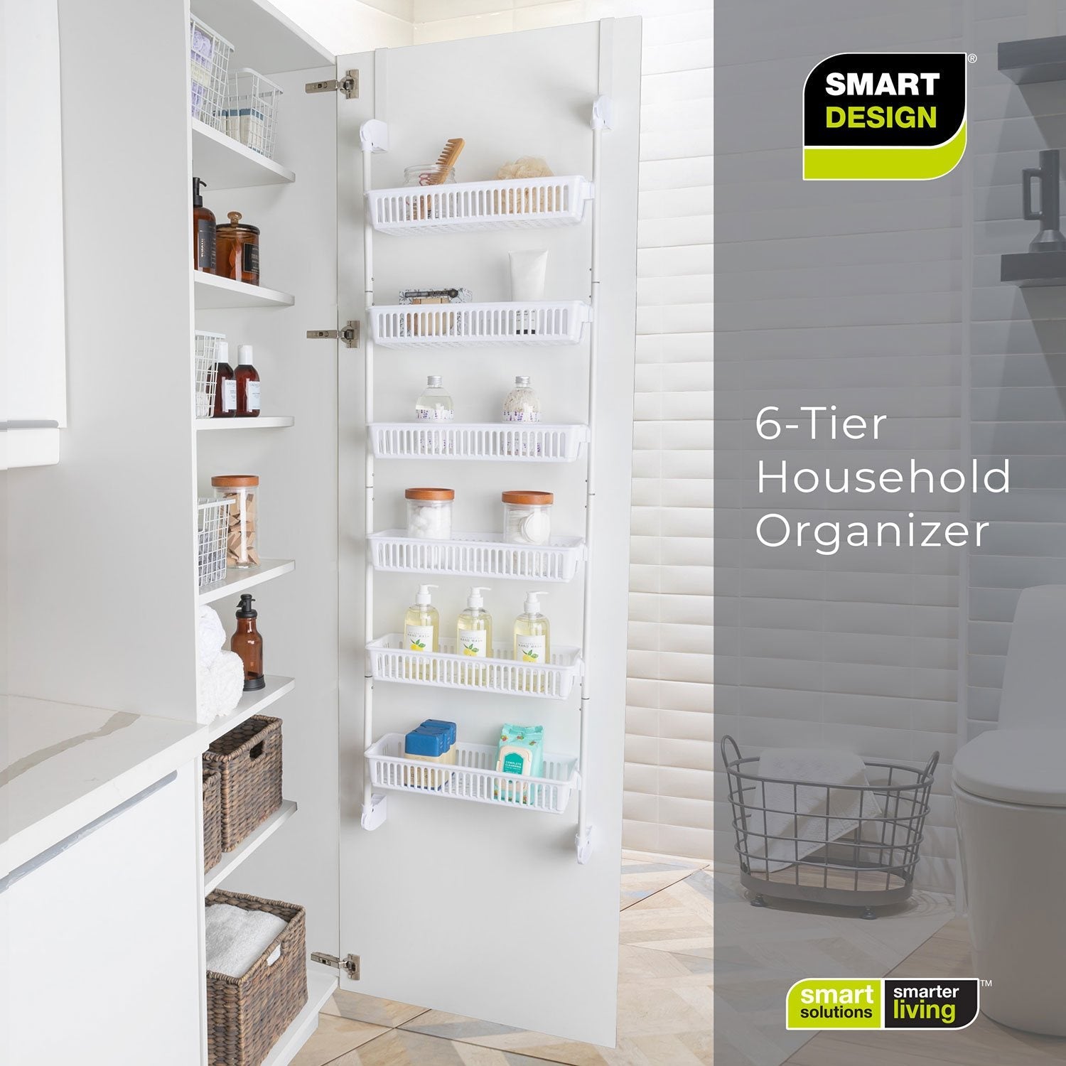 Smart Design 6-Tier Pantry Organizer with 6 Full Baskets, Choose Color