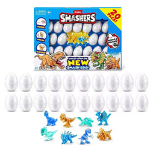 Dinosaur Smashers egg set with 20 white eggs and blue, teal, and orange dinosaur figures