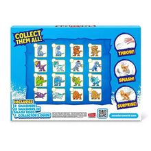 Dinosaur Smashers 20-pack back panel showing 16 character icons and collect set info