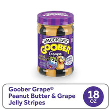 Peanut butter and grape jelly jar with front label and 18 oz size badge
