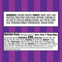 Peanut butter and grape jelly jar ingredients and nutrition facts label